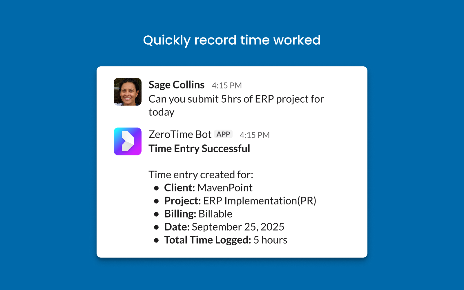Slack Dela Interaction - Time Entry